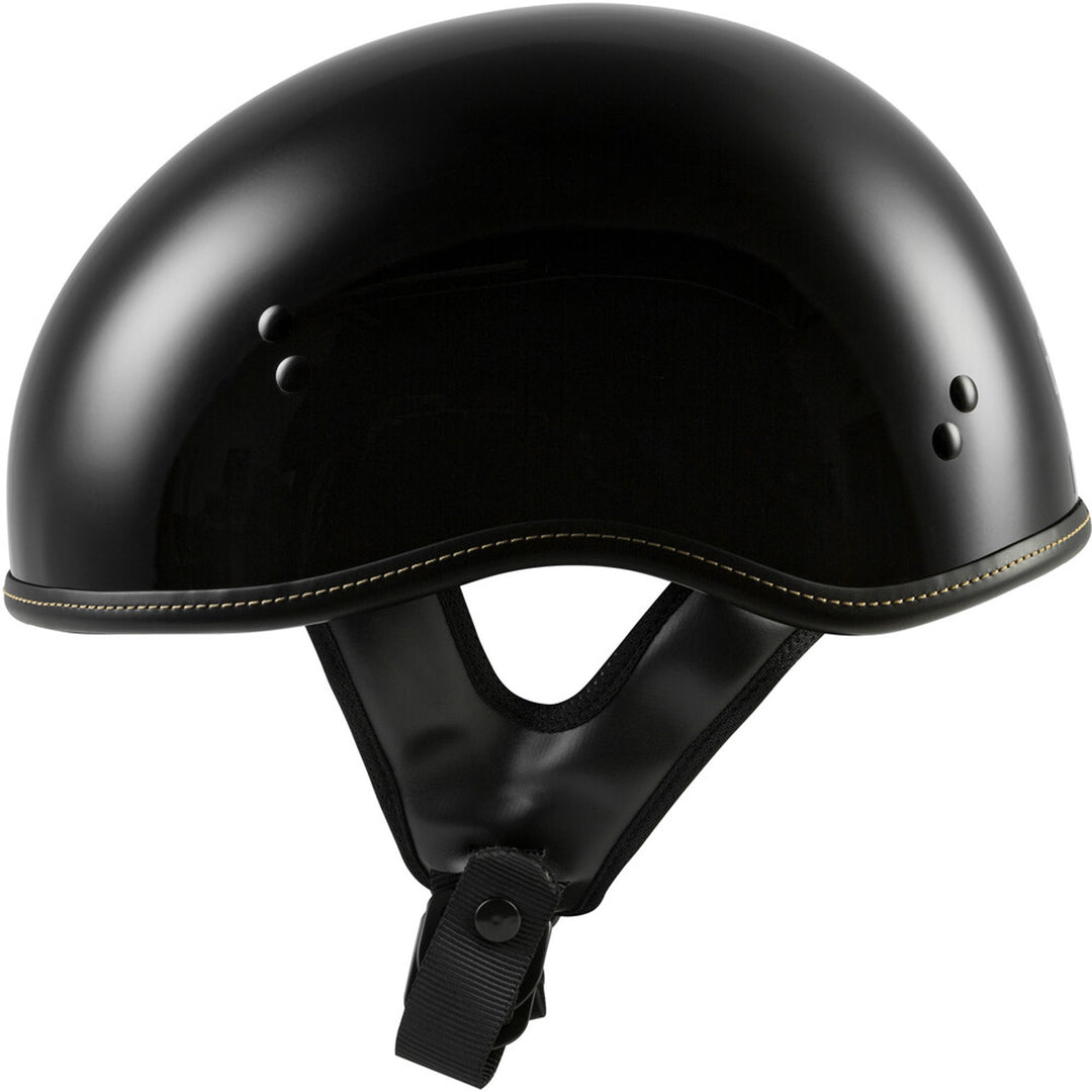 Highway 21 .357 Solid Half Helmet Gloss Black - Side View