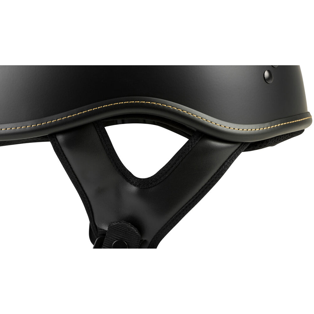 Highway 21 .357 Solid Half Helmet Matte Black - Close-Up of Side Strap