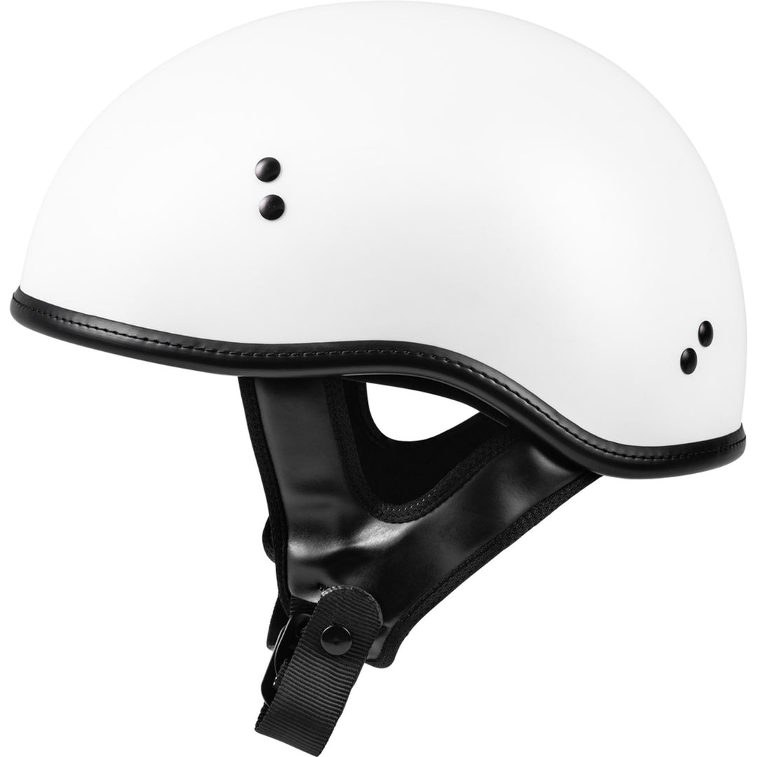 Highway 21 .357 Solid Half Helmet Matte White - Side View