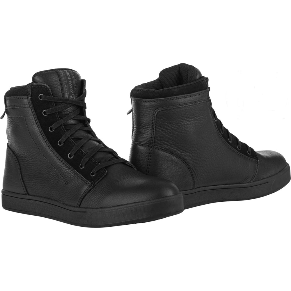 Highway 21 Axle Leather Waterproof Shoes Black - Front Side and Rear Side Views of Pair