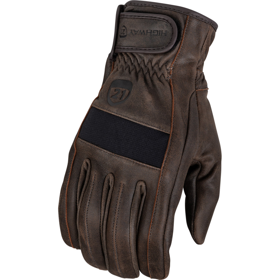 Highway 21 Jab Gloves Brown - Back of Hand View
