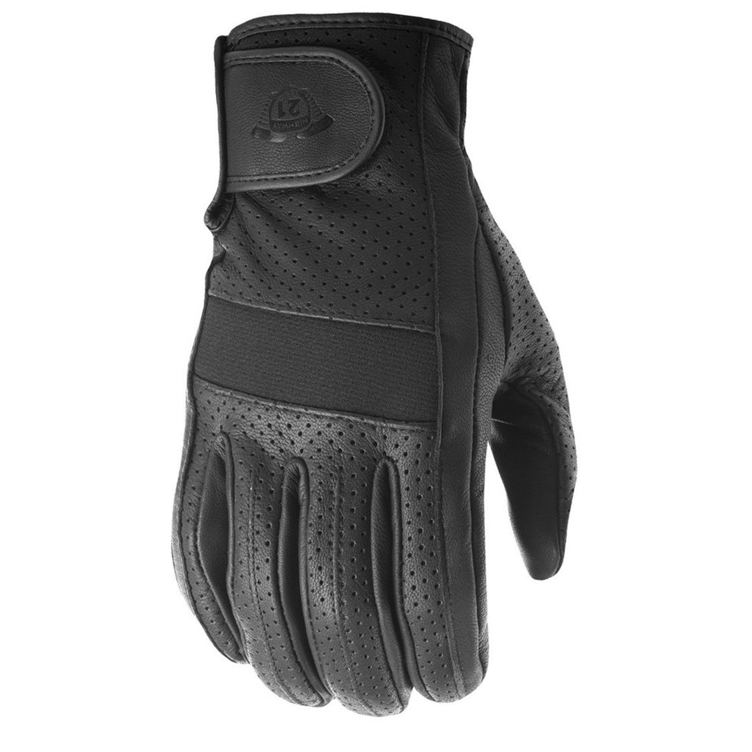 Highway 21 Jab Perforated Gloves Black - Back of Hand View