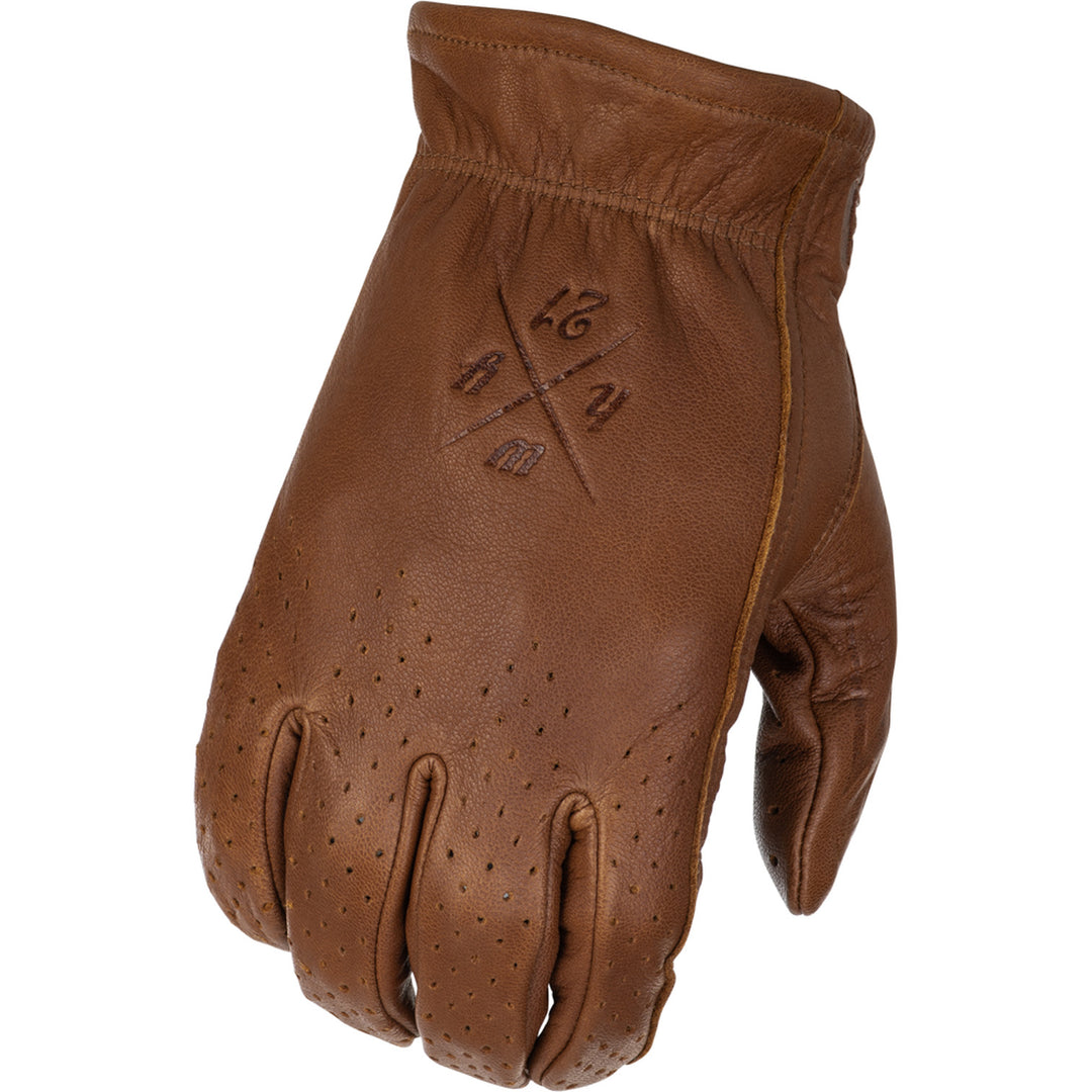Highway 21 Louie Perforated Gloves Brown - Back of Hand View