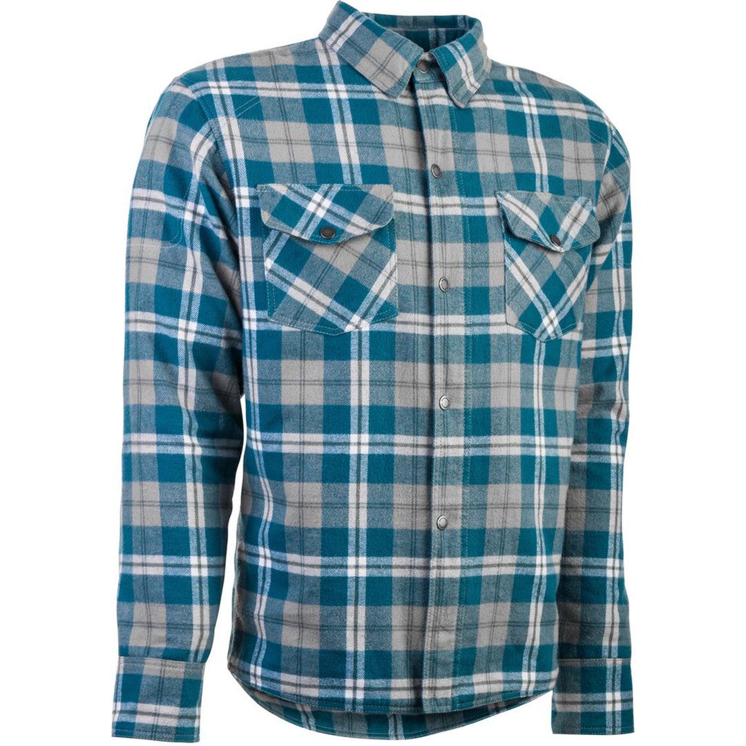 Highway 21 Marksman Riding Flannel Grey/Blue - Front View