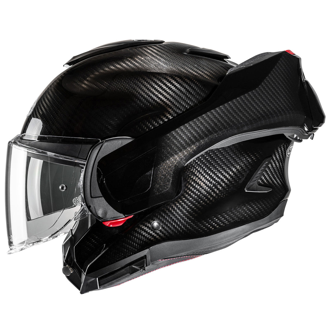 HJC F100 Carbon Helmet Carbon - Side View with Chin Bar Flipped Back