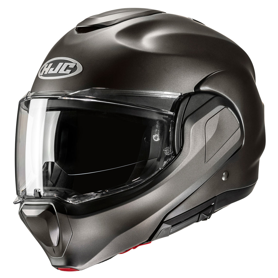 HJC F100 Solid Helmet Semi-Flat Titanium - Front Side View