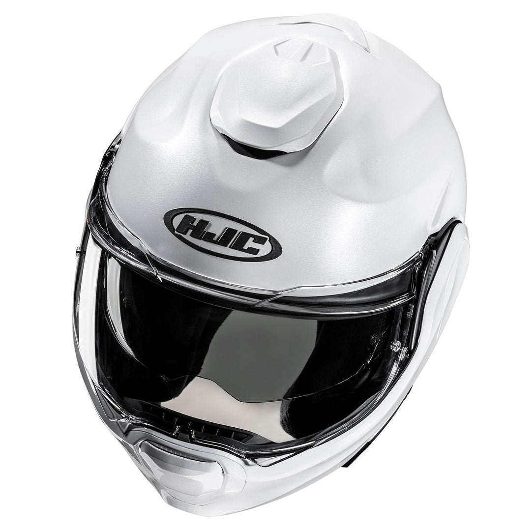 HJC F100 Solid Helmet White - Angled Top Front View