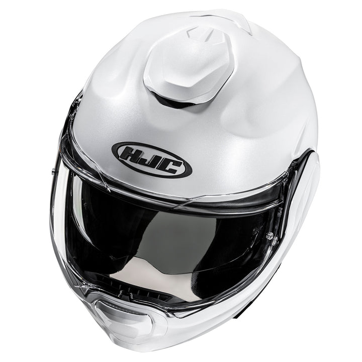 HJC F100 Solid Helmet White - Angled Top Front View
