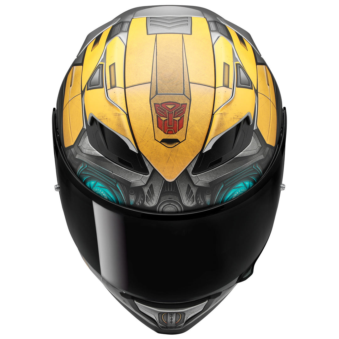 HJC F71 Bumblebee Helmet MC-3SF - Top Front View