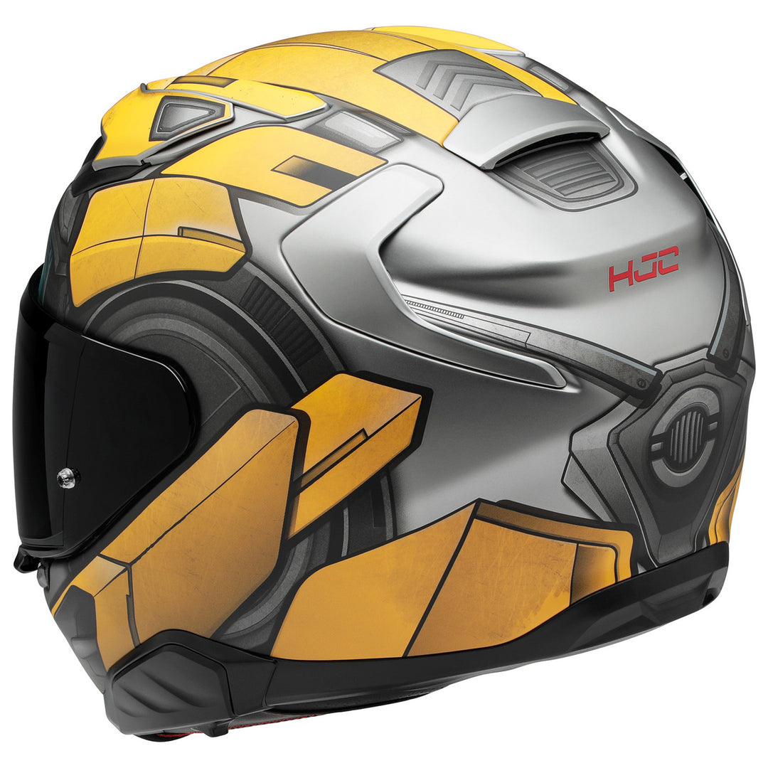 HJC F71 Bumblebee Helmet MC-3SF - Rear Side View