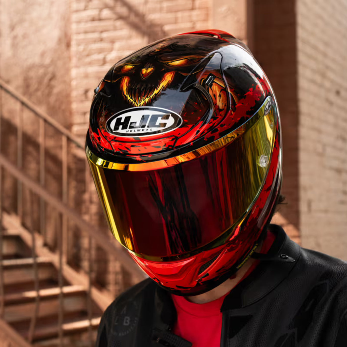 HJC RPHA 12 Diablo Blizzard Helmet MC-1 - Lifestyle Of Rider wearing Helmet