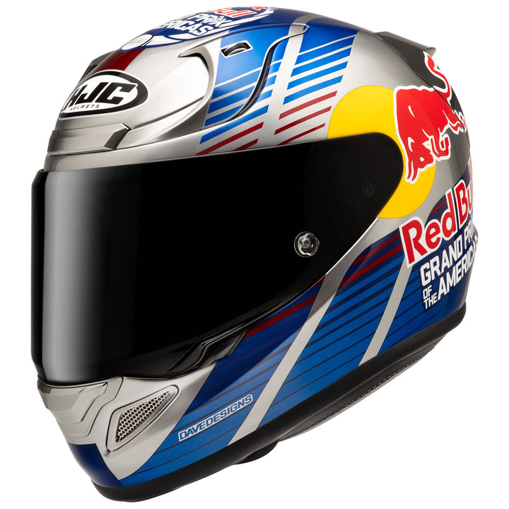 HJC RPHA 12N Red Bull Austin GP 2 Helmet MC-21 - Front Side View