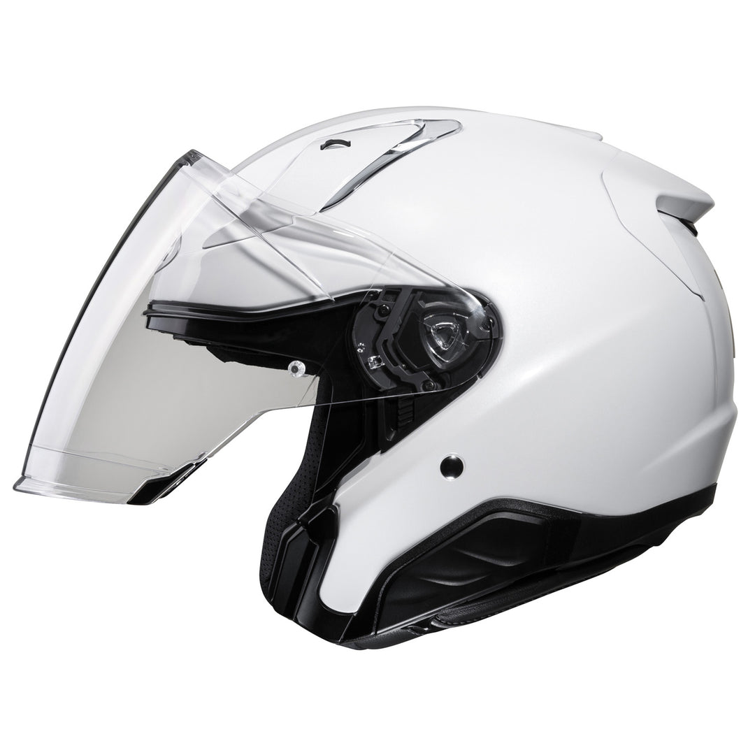 HJC RPHA 31 Solid Helmet White - Left Side View with Faceshield in Middle Lifted Position