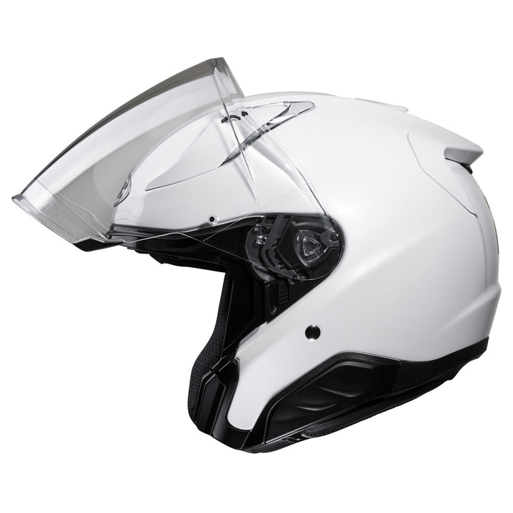 HJC RPHA 31 Solid Helmet White - Left Side View with Faceshield Raised to Top Position