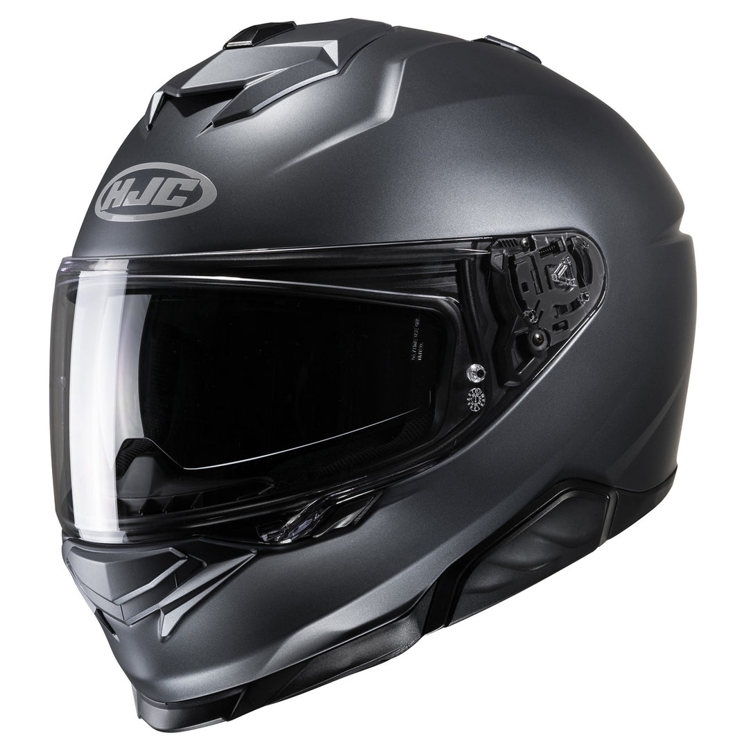 HJC I71 Solid Helmet Semi-Flat Anthracite - Front Side View