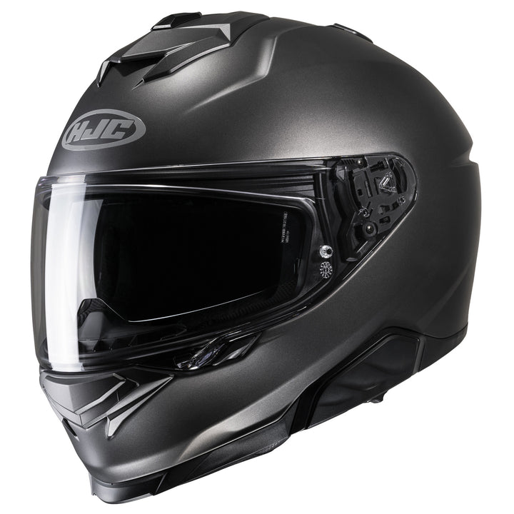 HJC I71 Solid Helmet Semi-Flat Titanium - Front Side View