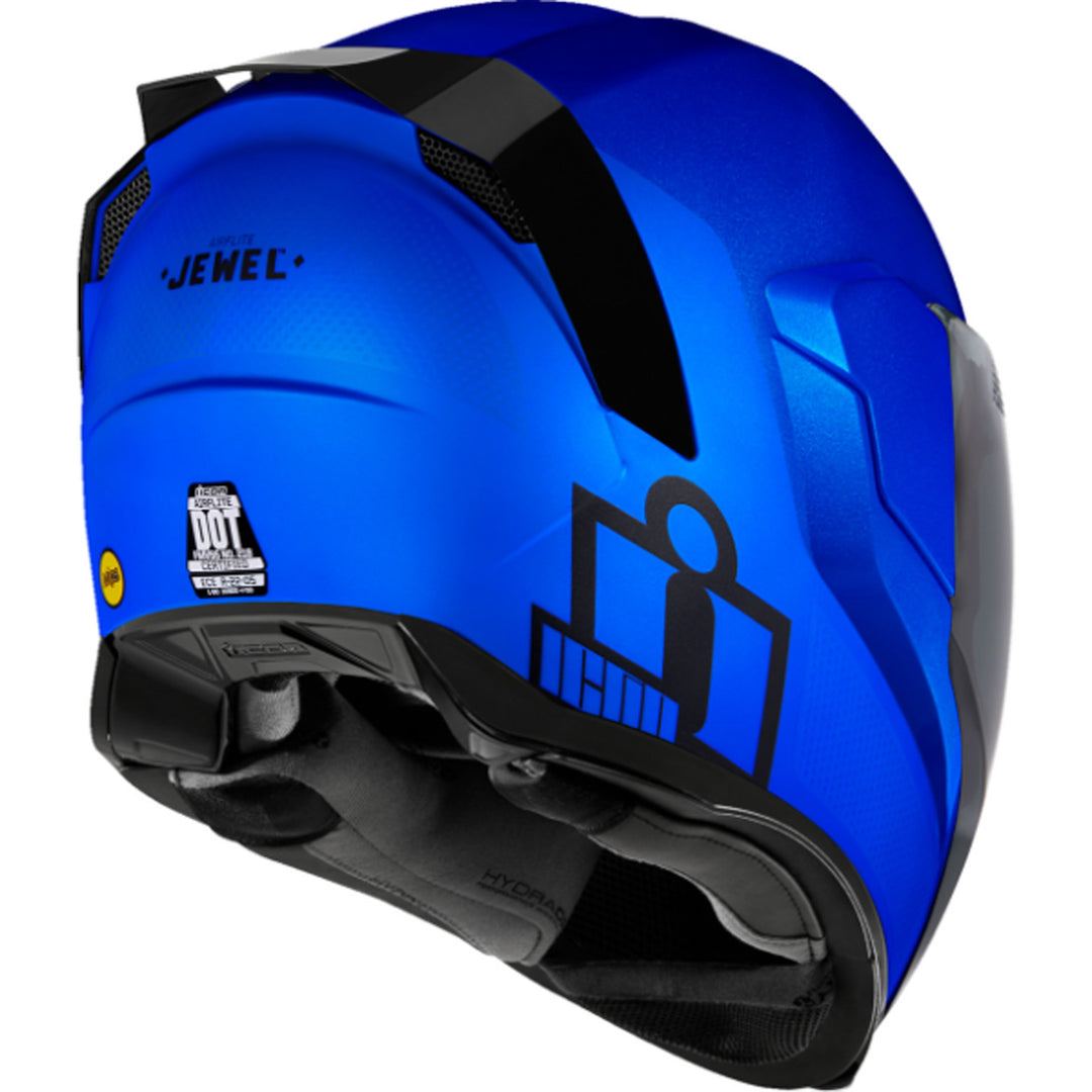 ICON Airflite Jewel MIPS Full Face Motorcycle Helmet Blue - Rear Right Side View