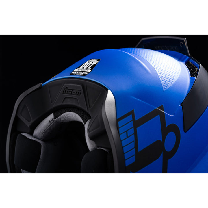 ICON Airflite Jewel MIPS Full Face Motorcycle Helmet Blue - Close-Up of Rear Bottom Details