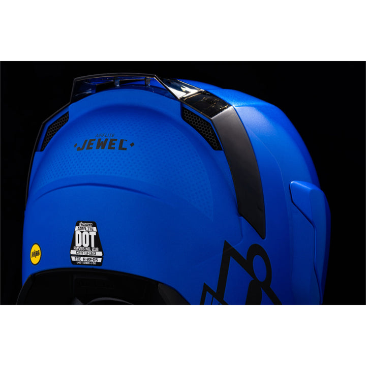 ICON Airflite Jewel MIPS Full Face Motorcycle Helmet Blue - Close-up of Rear Details