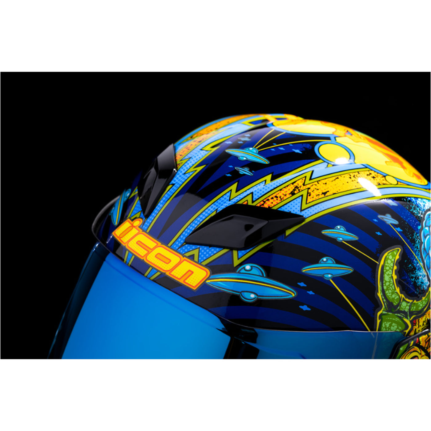 ICON Airflite Bugoid Blitz Helmet Blue - Close-Up of Top Vents