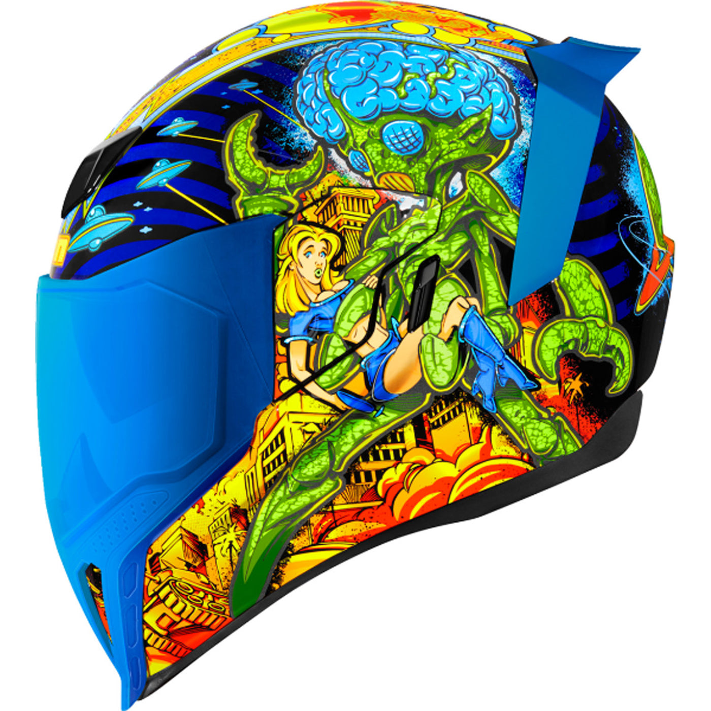 ICON Airflite Bugoid Blitz Helmet Blue - Left Side View