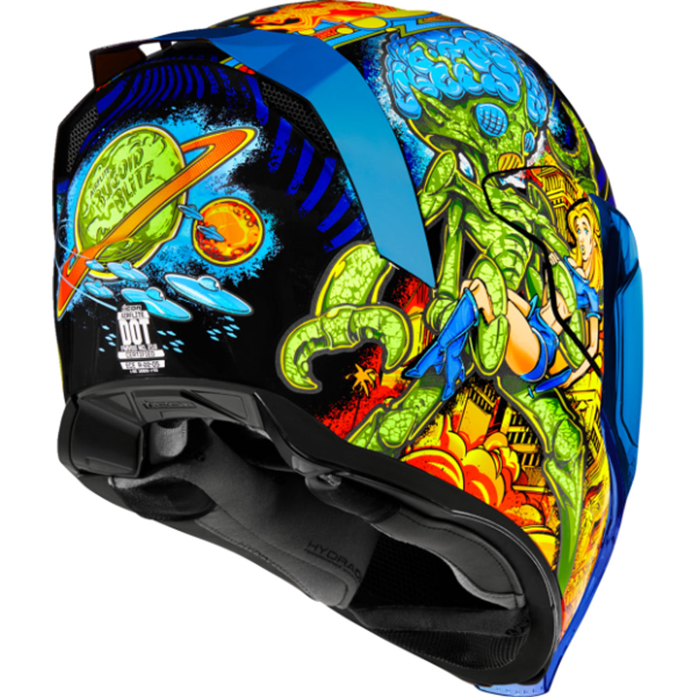 ICON Airflite Bugoid Blitz Helmet Blue - Rear Right Side View