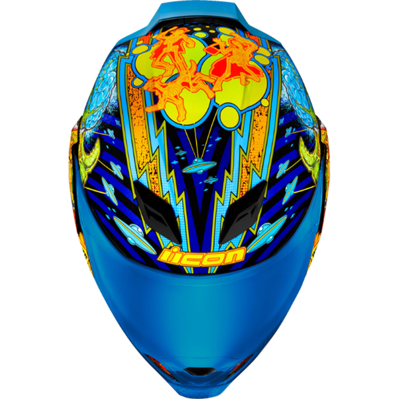 ICON Airflite Bugoid Blitz Helmet Blue - Top Front View