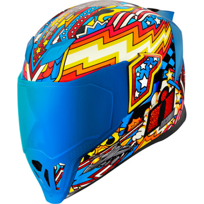 ICON Airflite Flyboy Helmet Blue - Front Left Side View