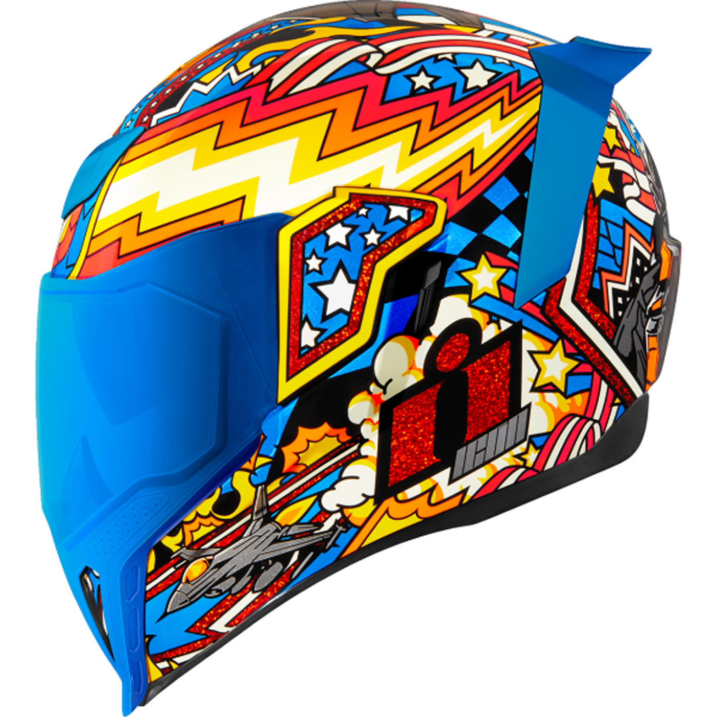 ICON Airflite Flyboy Helmet Blue - Left Side View