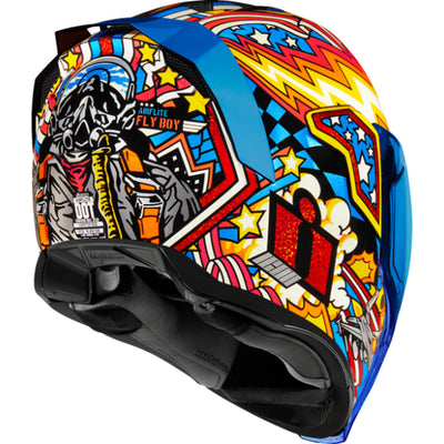 ICON Airflite Flyboy Helmet Blue - Rear Right Side View