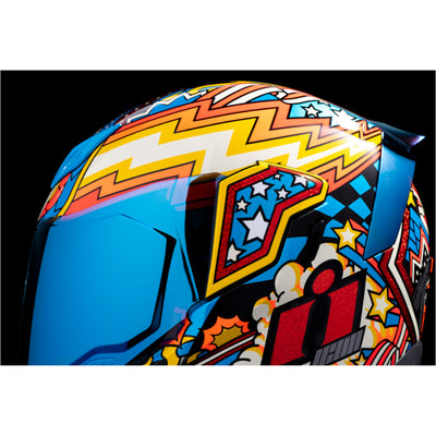 ICON Airflite Flyboy Helmet Blue - Close-Up of Left Side Details