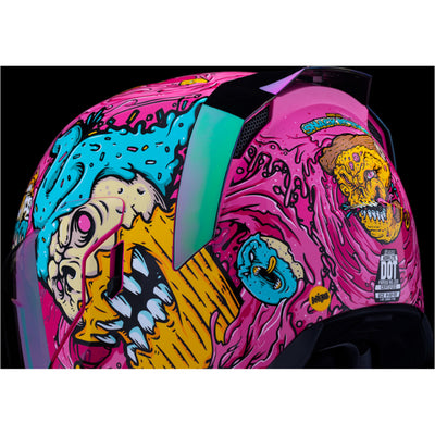 ICON Airflite Snack Attack MIPS Helmet Pink - Close-Up of Rear Left Side Details