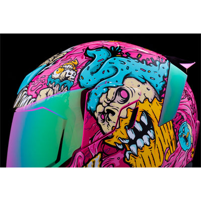 ICON Airflite Snack Attack MIPS Helmet Pink - Close-Up of Left Side Details