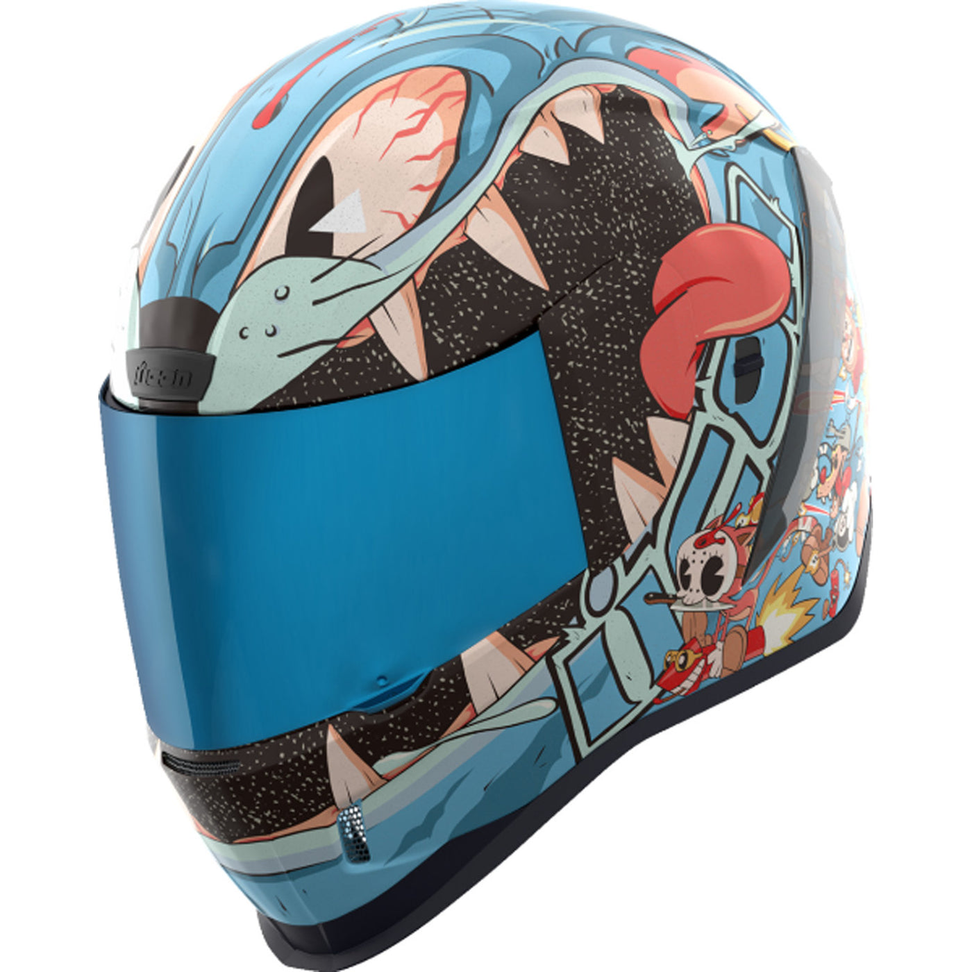 ICON Airform 9 Lives Helmet Blue - Front Left Side View