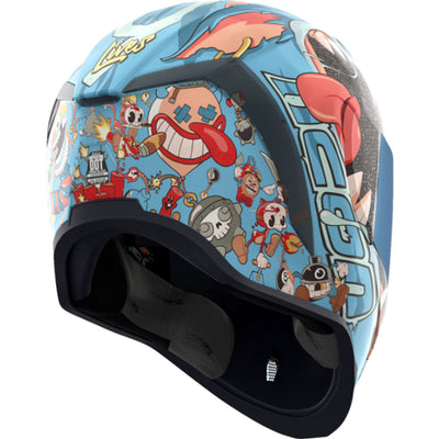 ICON Airform 9 Lives Helmet Blue - Rear Right Side View