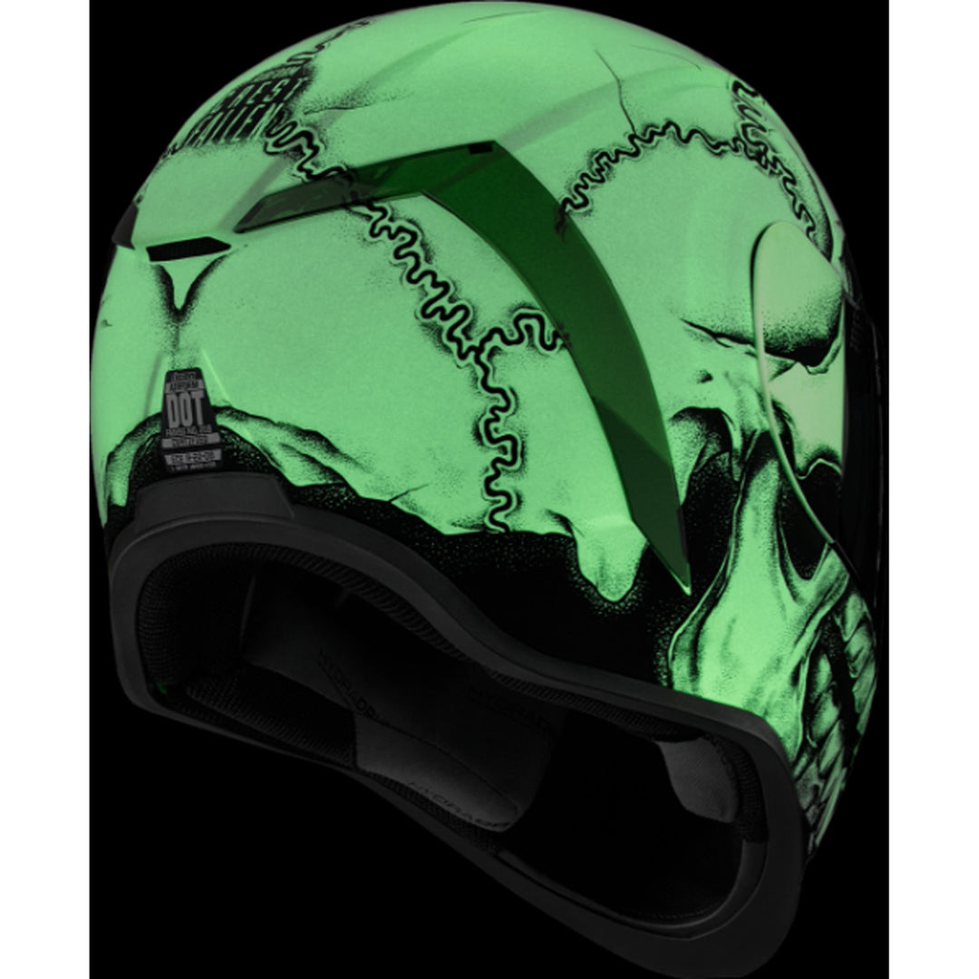 ICON Airform Crestfallen MIPS Helmet White - Rear Right Side View of Glow-in-the-Dark Graphics