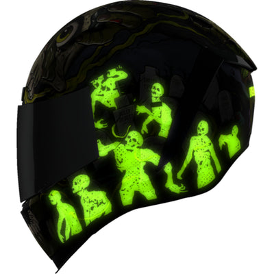 ICON Airform Dead Serious Helmet Black - Left Side View with Glow-in-the-Dark Graphics