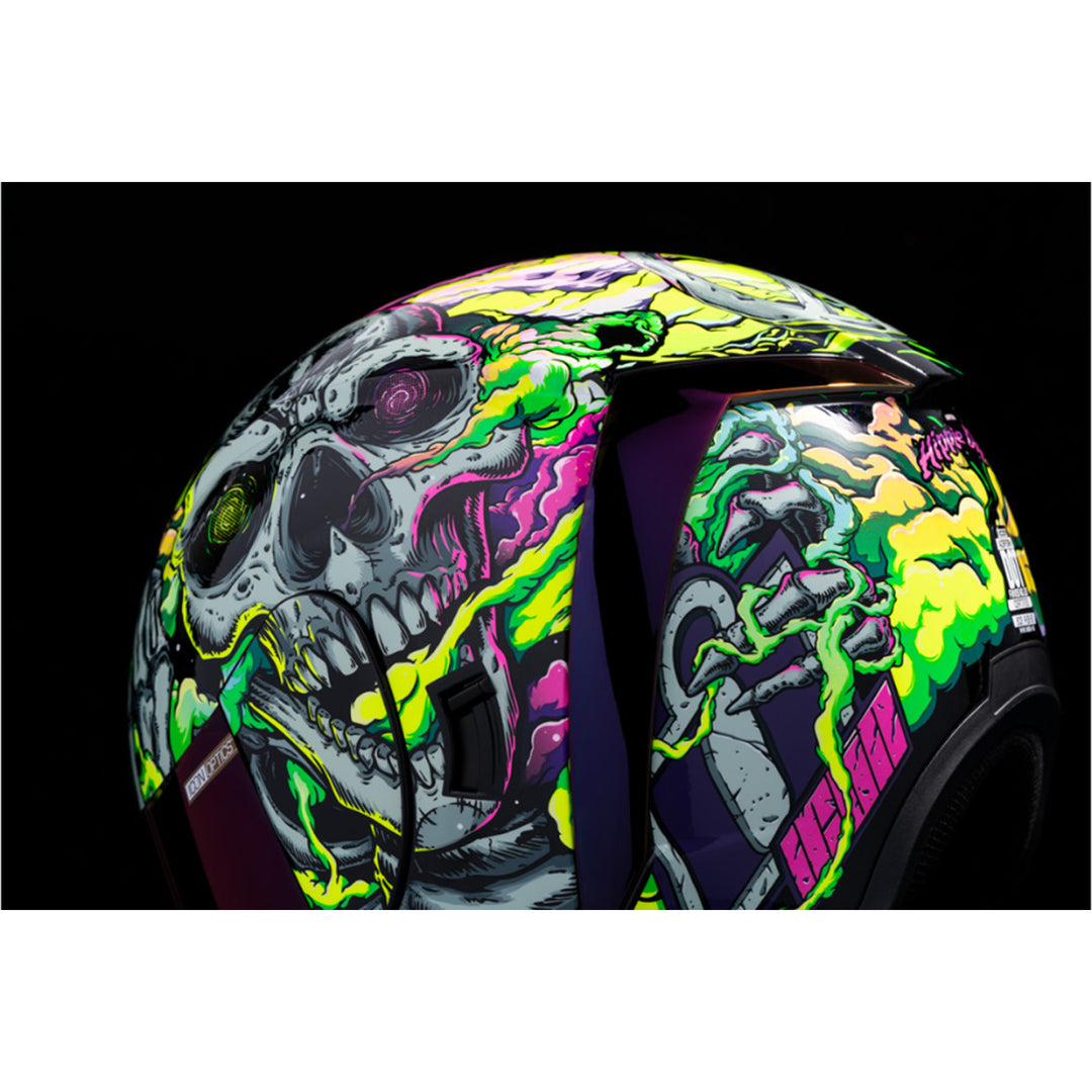 ICON Airform Hippy Dippy Helmet Purple - Close-Up of Rear Left Side Details