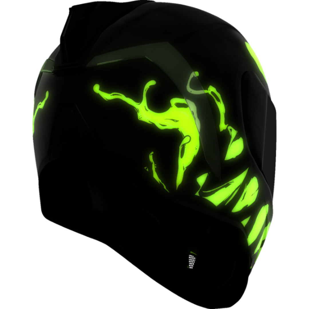 ICON Airform Manik'RR MIPS Helmet Dark Black - Rear Right Side View with Glow-in-the-Dark Graphics