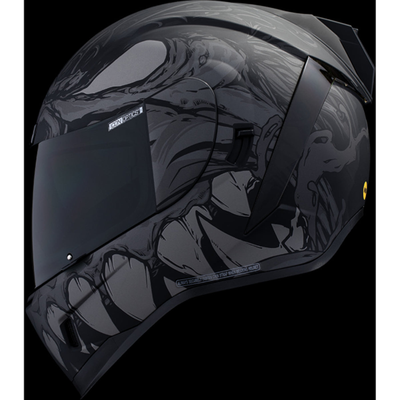 ICON Airform Manik'RR MIPS Helmet Dark Black - Left Side View with Dark Studio Background