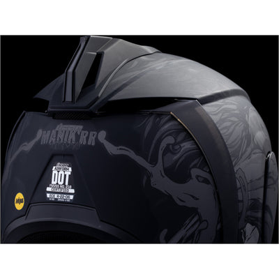 ICON Airform Manik'RR MIPS Helmet Dark Black - Close-Up of Rear Right Side Details