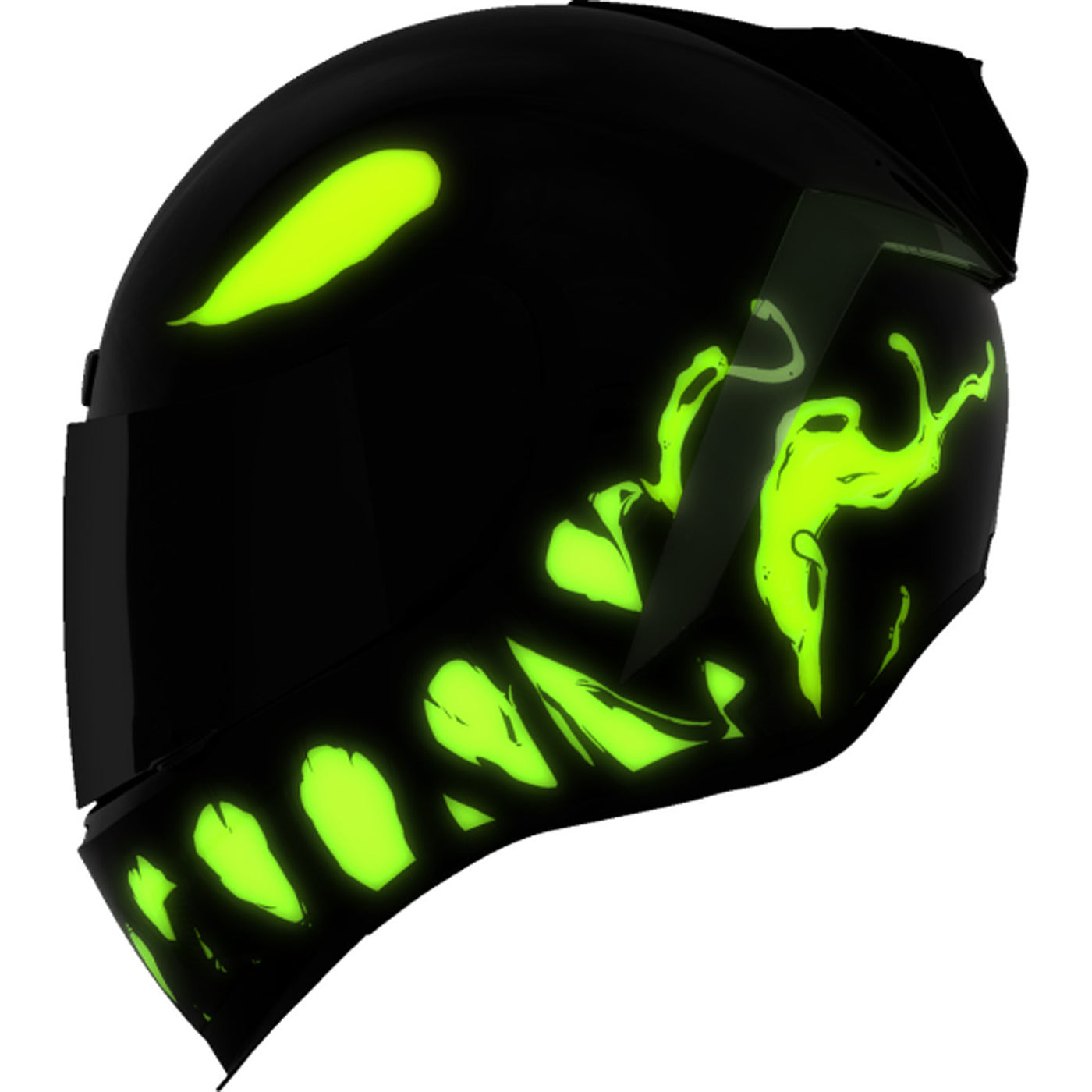 ICON Airform Manik'RR MIPS Helmet Dark Black - Left Side View with Glow-in-the-Dark Graphics