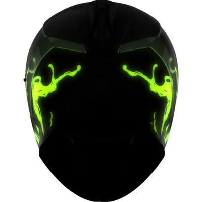 ICON Airform Manik'RR MIPS Helmet Dark Black - Rear View with Glow-in-the-Dark Graphics