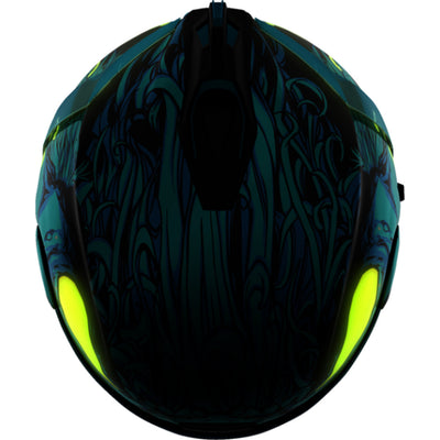 ICON Airform Manik'RR MIPS Helmet Light Blue - Top View with Glow-in-the-Dark Graphics