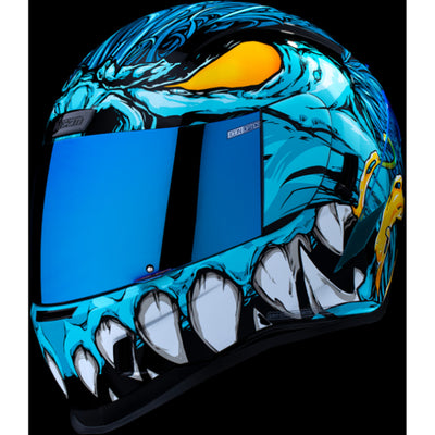 ICON Airform Manik'RR MIPS Helmet Light Blue - Front Left Side View with Dark Studio Background