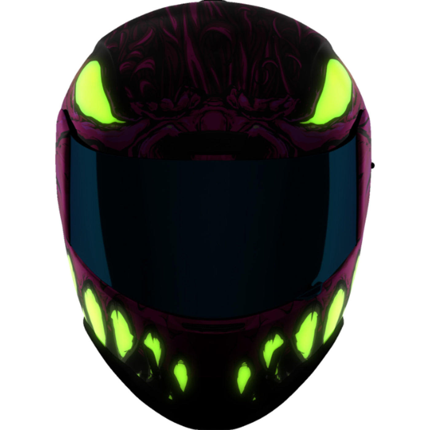 ICON Airform Manik'RR MIPS Helmet Pink - Front View with Glow-in-the-Dark Graphics