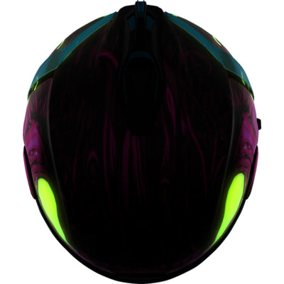 ICON Airform Manik'RR MIPS Helmet Pink - Top View with Glow-in-the-Dark Graphics