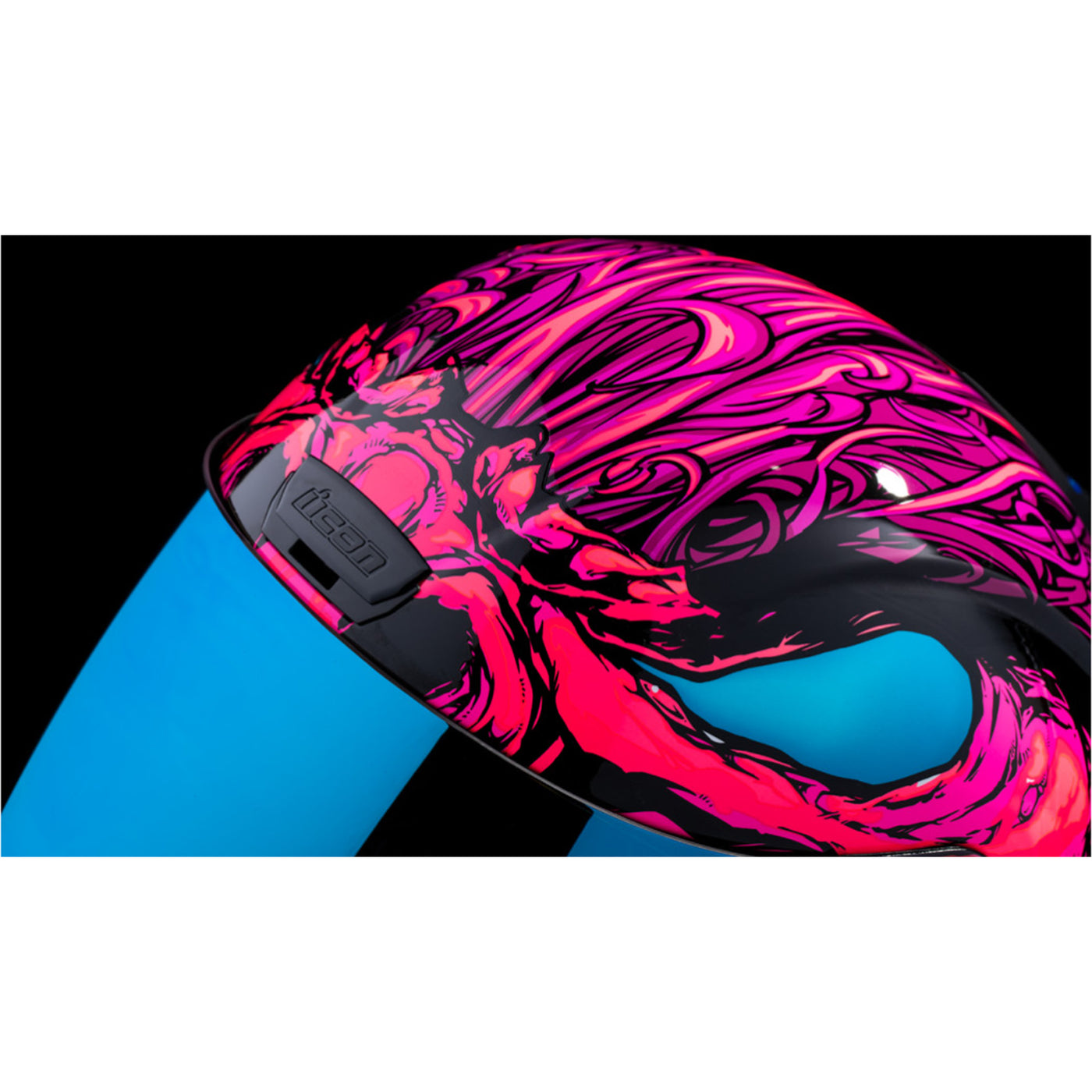 ICON Airform Manik'RR MIPS Helmet Pink - Close-Up of Top Vent, Opened