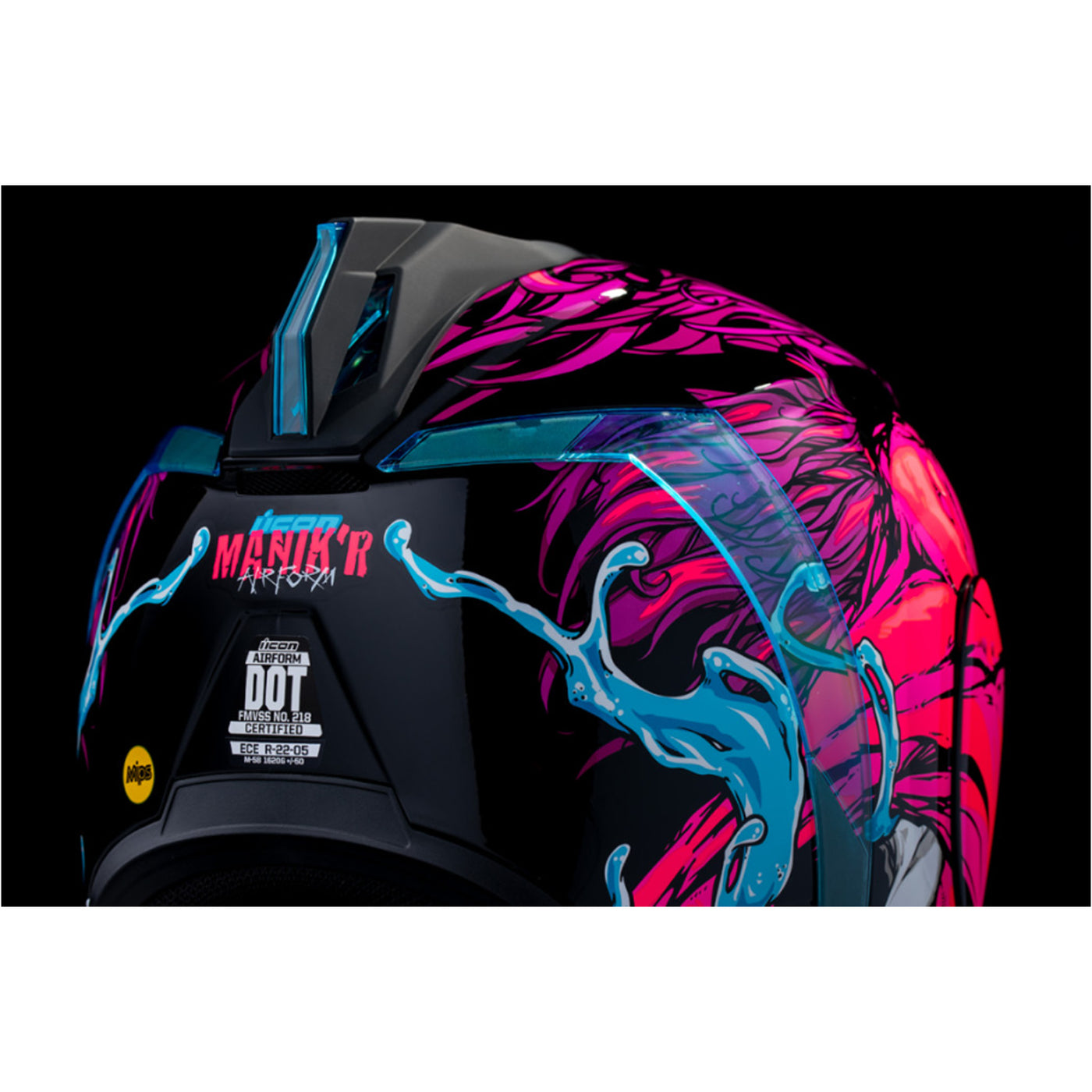 ICON Airform Manik'RR MIPS Helmet Pink - Close-Up of Rear Right Side Details