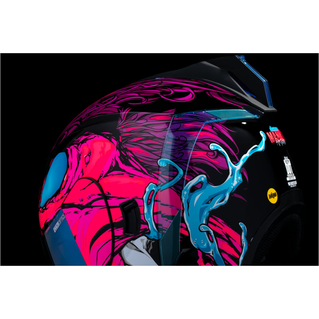 ICON Airform Manik'RR MIPS Helmet Pink - Close-Up of Rear Left Side Details